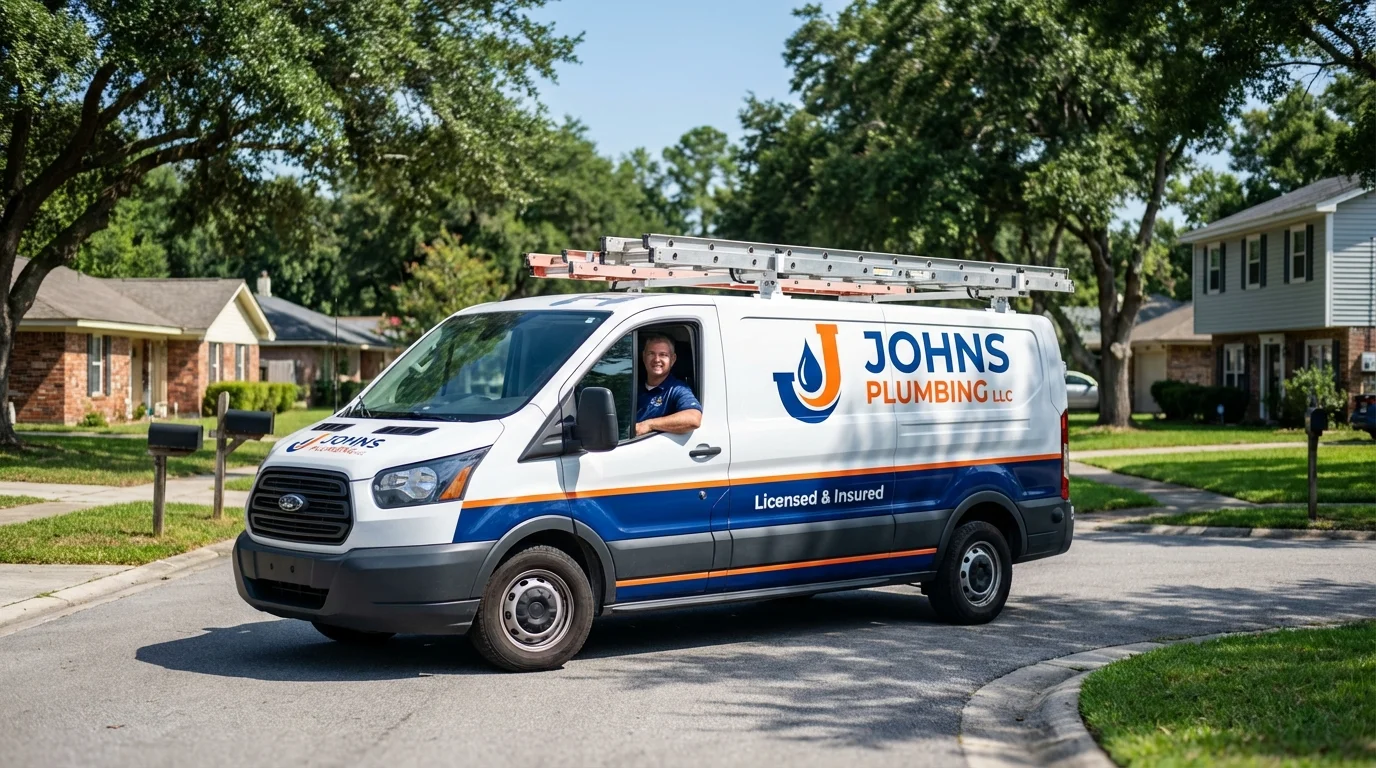 Johns Plumbing LLC service van in Manville, NJ