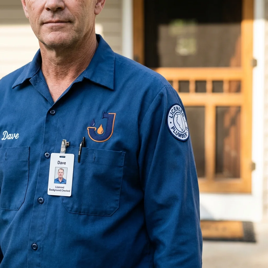 Licensed plumber showing ID badge in Manville, NJ