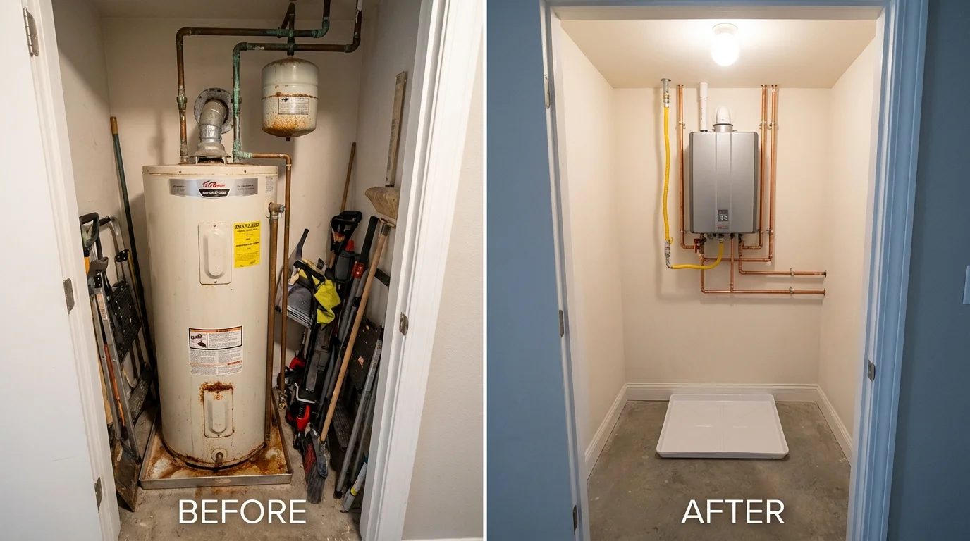 Tank water heater versus wall-mounted tankless unit comparison for Manville, NJ homeowners