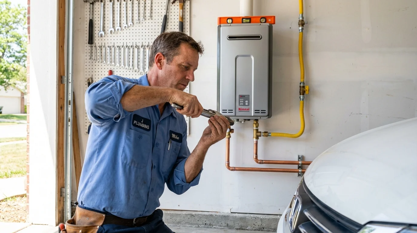 Tankless water heater installation by a Johns Plumbing LLC plumber in Manville